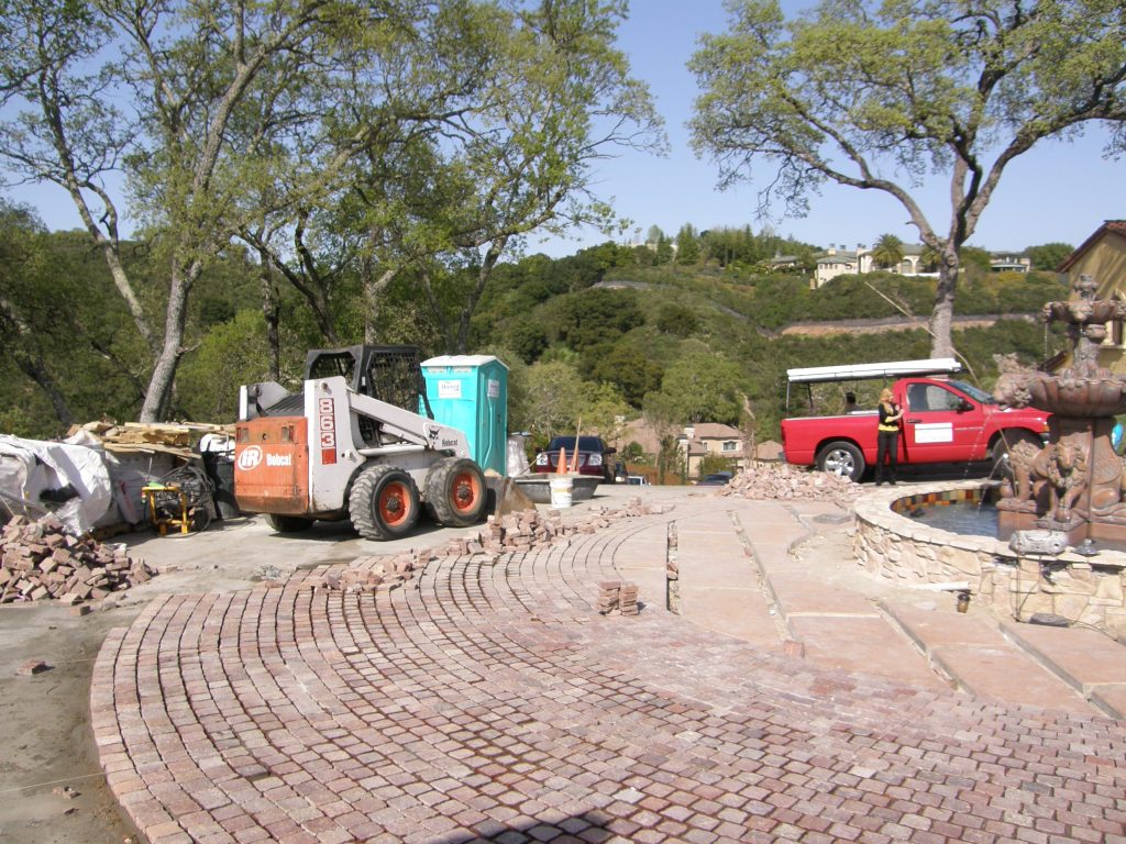 Alamo, CA. Equipment and beginning of the Copper Mountain Porphyry driveway installation. 